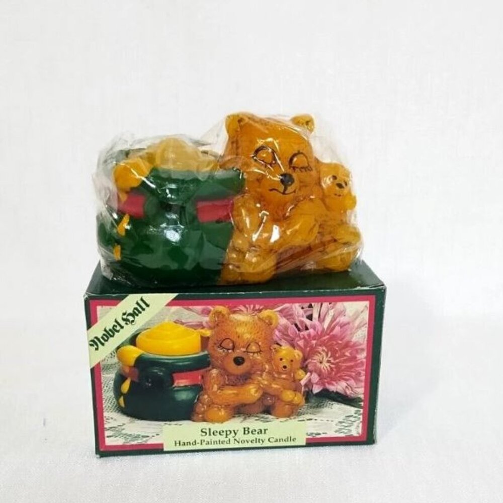 Vintage Nobel Hall Painted New In Package Novelty Decorative Candle Sleepy Bear